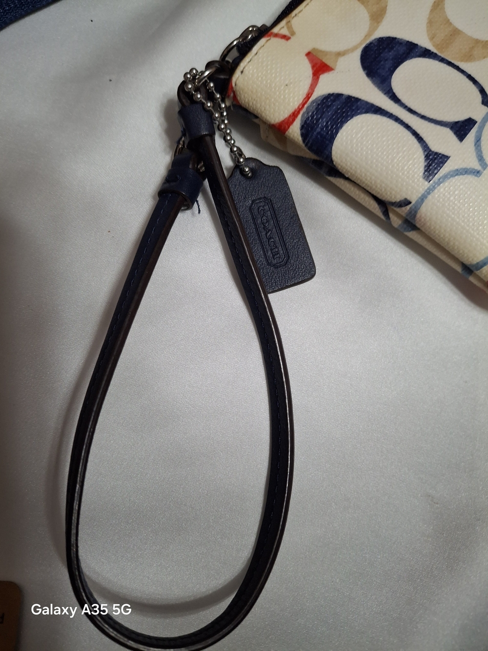Coach Signature Multi-Color Red, White And Blue CornerZip Wristlet - Picture 4 of 8